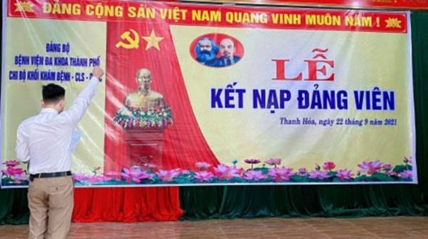 Backdrop lễ kết nạp đảng bằng bạt hiflex