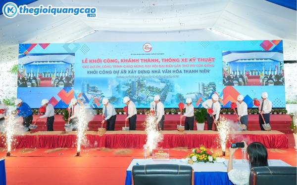 Mẫu ph&ocirc;ng nền lễ khởi c&ocirc;ng dự &aacute;n x&acirc;y dựng nh&agrave; văn h&oacute;a thanh ni&ecirc;n