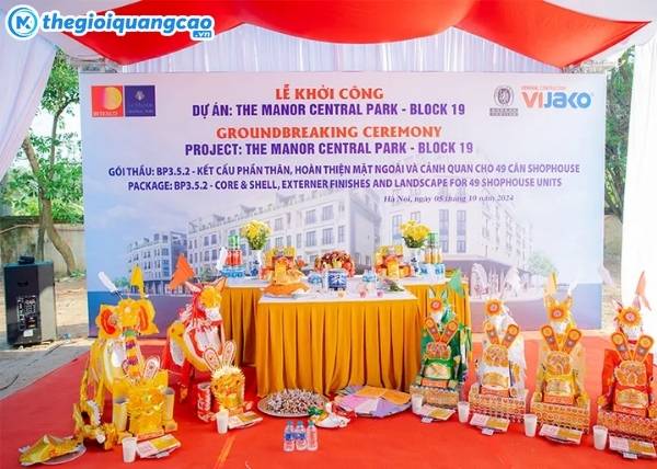 Mẫu background lễ khởi c&ocirc;ng dự &aacute;n The Manor Central Park - Block 19