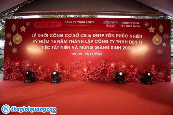 In ấn, thiết kế backdrop lễ khởi c&ocirc;ng theo y&ecirc;u cầu