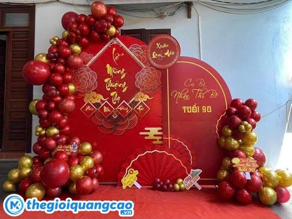 Mẫu backdrop mừng thọ 90 tuổi đẹp, sang trọng