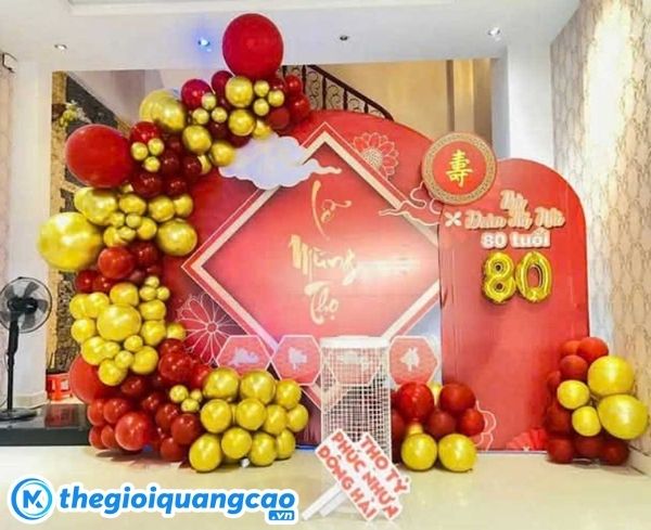 Mẫu backdrop lễ mừng thọ 80 tuổi