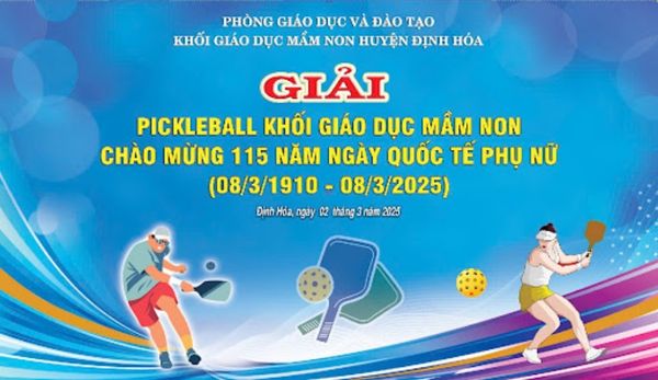 Mẫu backdrop giải pickleball khối gi&aacute;o dục mầm non
