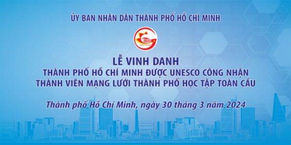 Mẫu backdop lễ vinh danh TPHCM được Unesco c&ocirc;ng nhận
