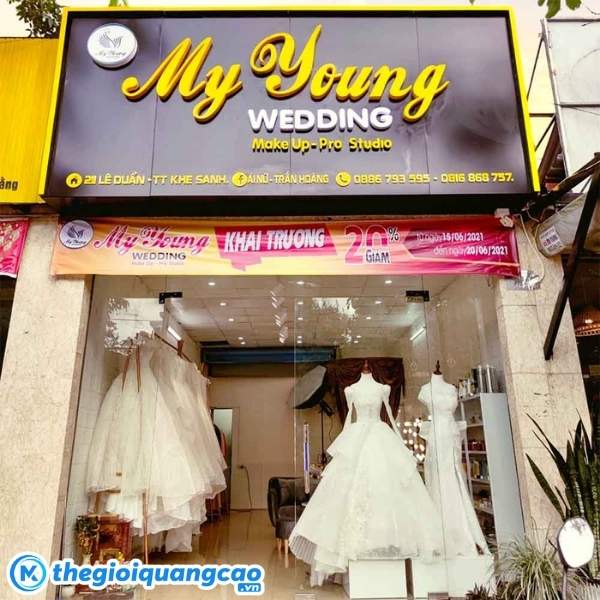 L&agrave;m bảng hiệu quảng c&aacute;o tiệm &aacute;o cưới chất liệu alu cao cấp