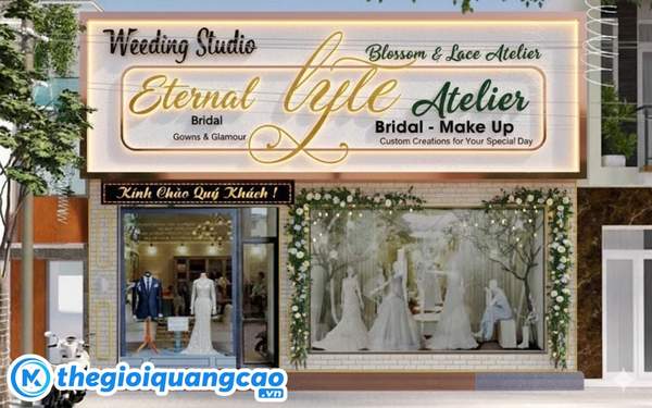 Thi c&ocirc;ng bảng hiệu studio &aacute;o cưới uy t&iacute;n, chuy&ecirc;n nghiệp tại TPHCM