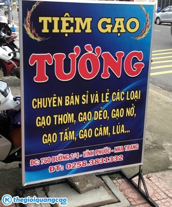 Mẫu bảng hiệu đại l&yacute; gạo biển đứng