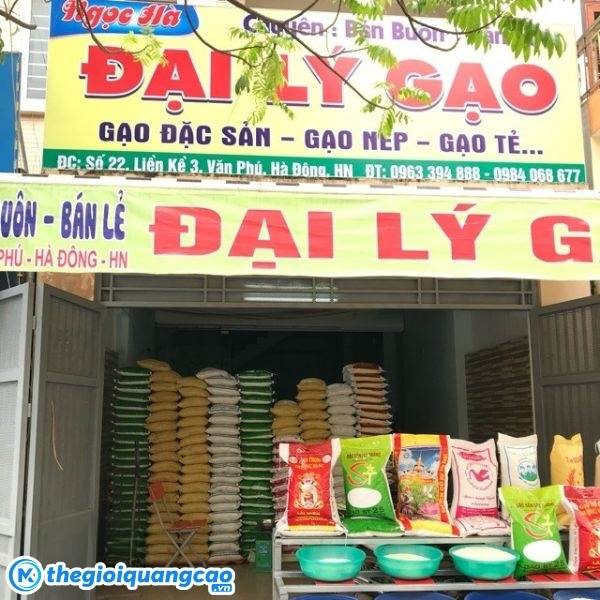 Mẫu bảng hiệu đại l&yacute; b&aacute;n gạo cho c&aacute;c hộ kinh doanh nhỏ lẻ