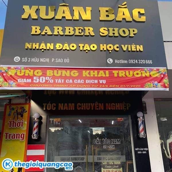  Mẫu bảng hiệu barber shop chữ nổi inox v&agrave;ng gương 