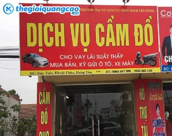 Mẫu bảng hiệu tiệm cầm đồ bạt hiflex lót tôn
