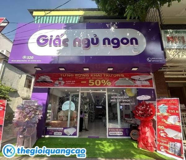 Mẫu biển hiệu quảng c&aacute;o chăn ga gối nệm tone t&iacute;m