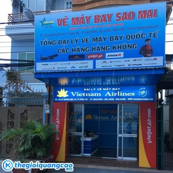 Mẫu bảng hiệu đại l&yacute; v&eacute; m&aacute;y bay Sao Mai