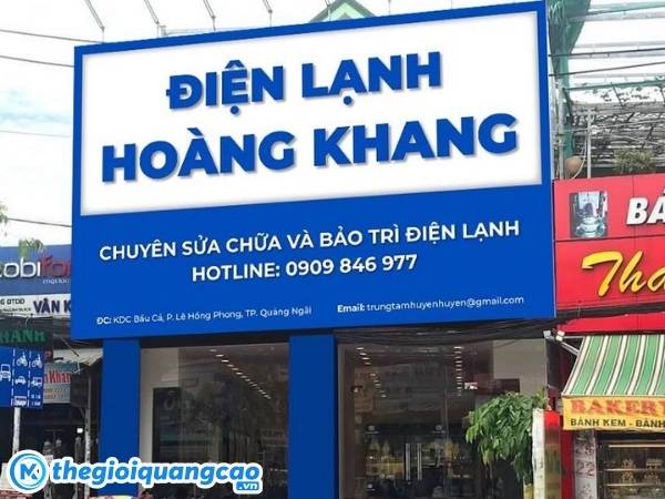 L&agrave;m bảng hiệu điện lạnh chữ nổi mica nền alu