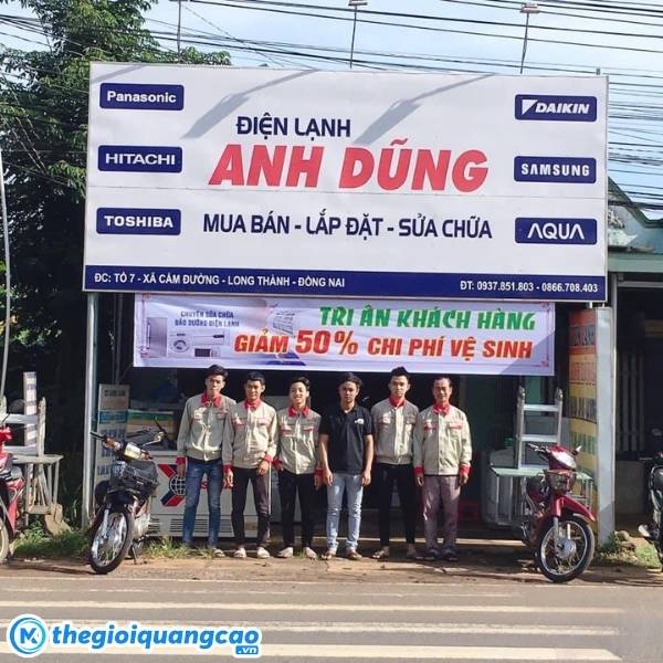 L&agrave;m bảng hiệu điện lạnh bằng bạt hiflex kết hợp khung sắt