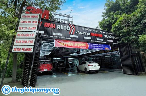 Mẫu bảng hiệu gara &ocirc; t&ocirc; chất liệu t&ocirc;n s&oacute;ng