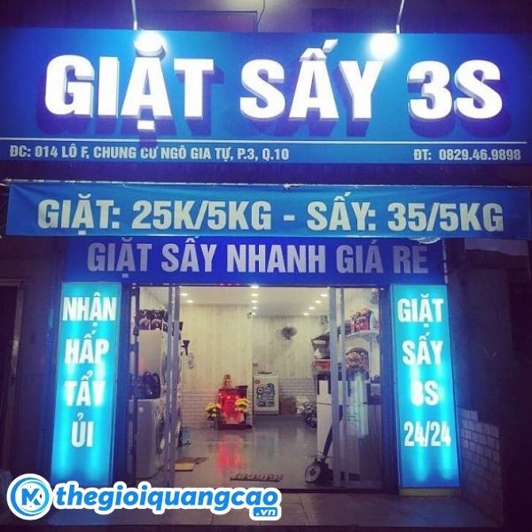 Làm bảng hiệu giặt sấy 3S