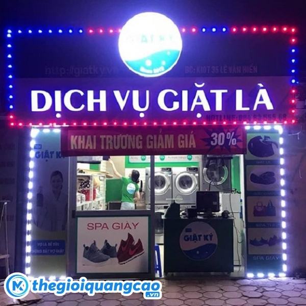 Làm bảng hiệu đèn led cho tiệm giặt sấy