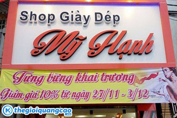 Mẫu biển hiệu shop giày dép Mỹ Hạnh