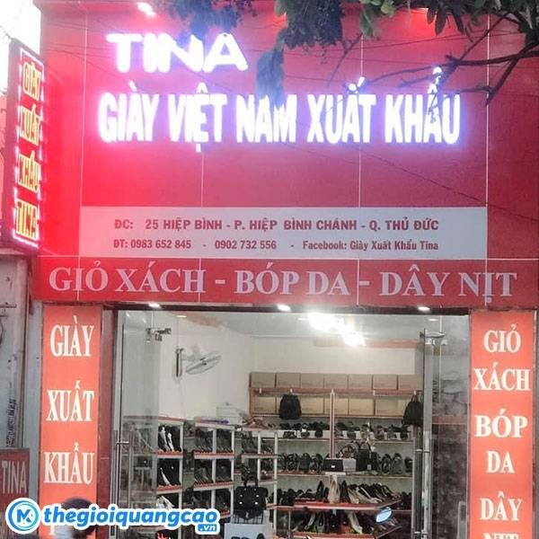 Làm bảng hiệu giày dép chữ nổi mica gắn led