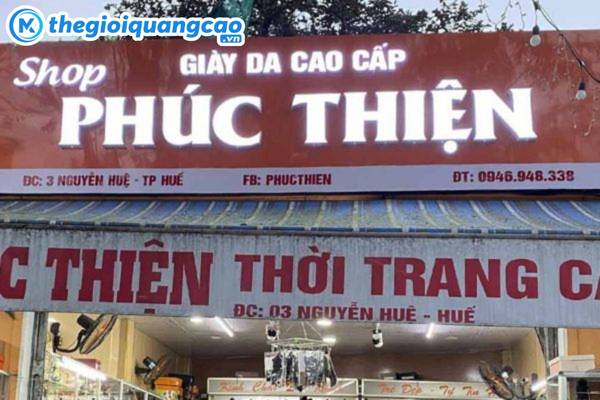 Mẫu bảng hiệu giày dép da cao cấp Phúc Thiện