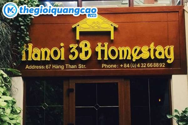 Mẫu bảng hiệu gỗ homestay Hanoi 3B&nbsp;
