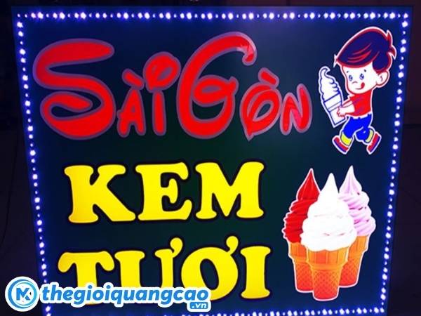 &nbsp;Mẫu bảng hiệu kem tươi hộp d&egrave;n led