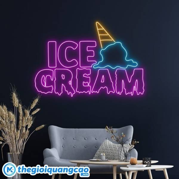 Mẫu bảng hiệu kem tươi bằng đ&egrave;n led neon sign