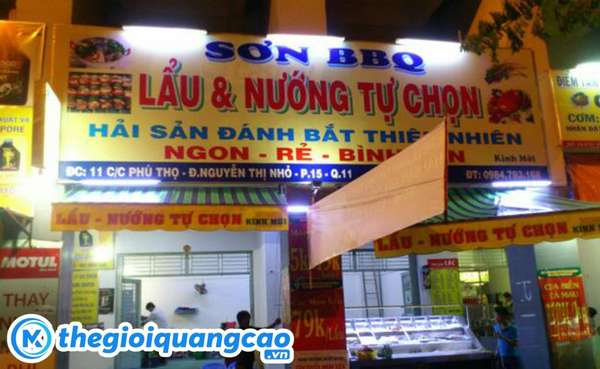 L&agrave;m biển hiệu lẩu nướng bạt hiflex