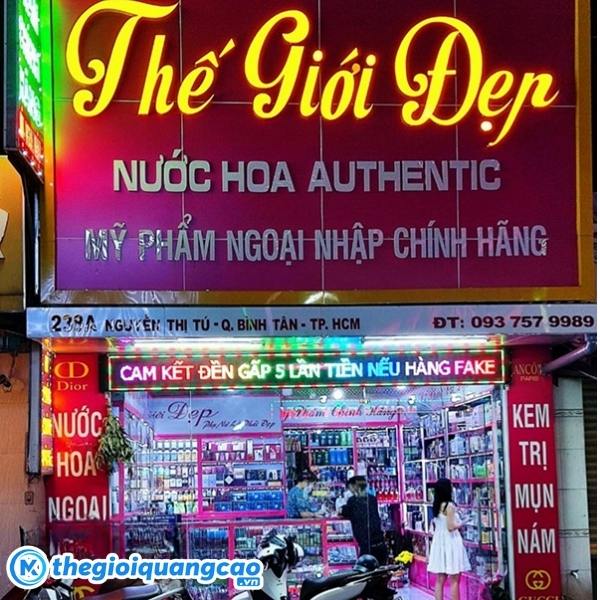 Thiết kế bảng hiệu shop mỹ phẩm đẹp theo y&ecirc;u cầu