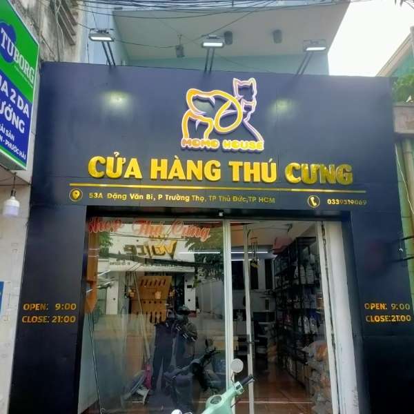 Mẫu bảng hiệu cửa h&agrave;ng th&uacute; cưng chữ nổi inox