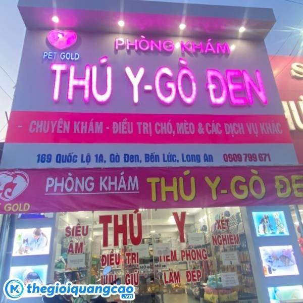 Bảng hiệu đ&egrave;n led ph&ograve;ng kh&aacute;m th&uacute; y