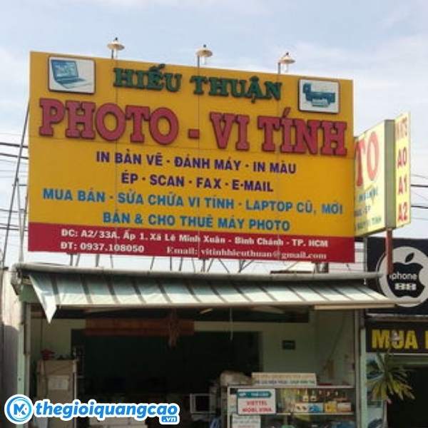 Mẫu biển hiệu quảng c&aacute;o tiệm photocopy Hiếu Thuận