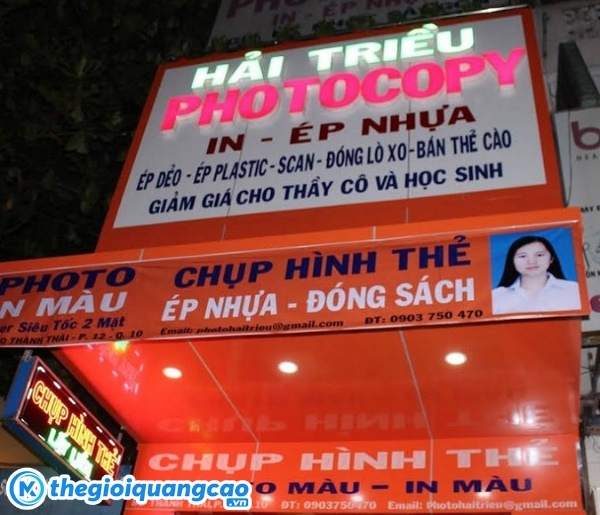 Mẫu bảng hiệu photocopy chữ gắn led xuy&ecirc;n s&aacute;ng