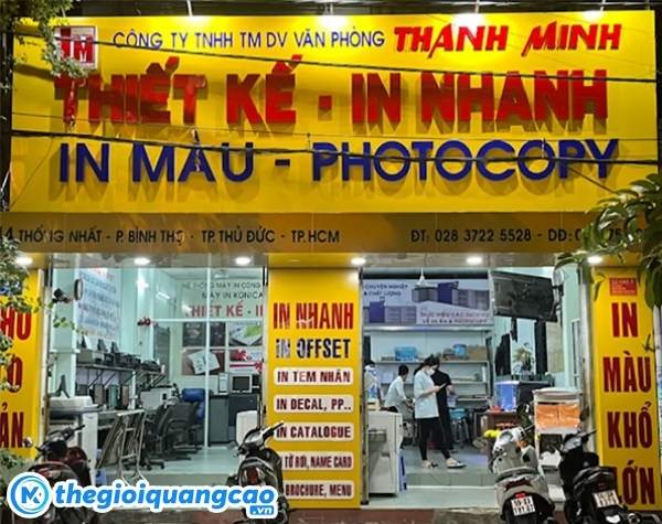 L&agrave;m biển hiệu tiệm photocopy chữ nổi mica nền alu