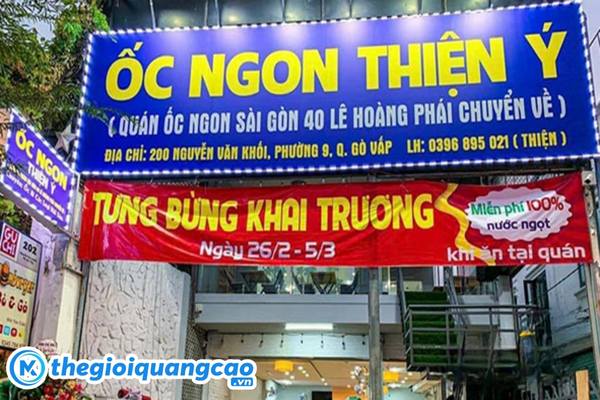 L&agrave;m bảng hiệu qu&aacute;n ốc nền alu kết hợp chữ nổi mica