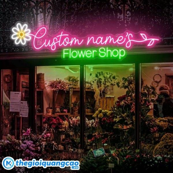 Thiết kế bảng hiệu shop hoa tươi bằng đ&egrave;n led neon sign