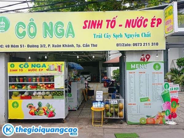 L&agrave;m bảng hiệu bạt hiflex cho qu&aacute;n sinh tố nước &eacute;p