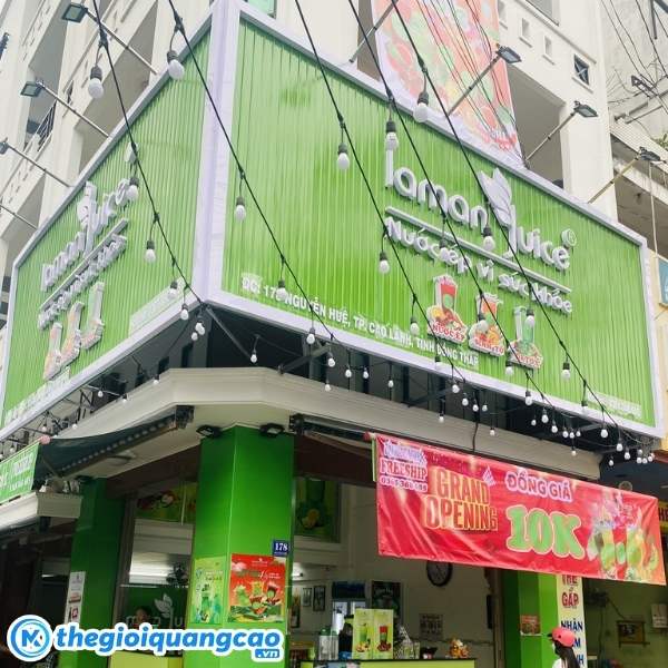 Thiết kế bảng hiệu sinh tố nước &eacute;p theo y&ecirc;u cầu