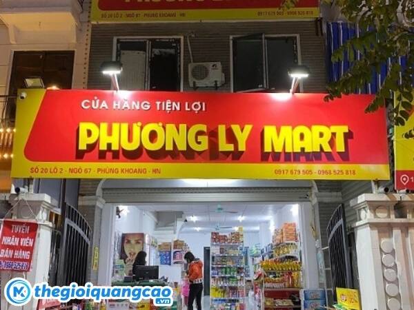 L&agrave;m bảng hiệu cửa h&agrave;ng tạp h&oacute;a chất liệu alu chữ nổi mica