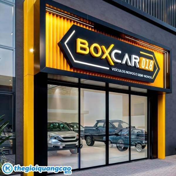 Mẫu bảng hiệu quảng c&aacute;i t&ocirc;n s&oacute;ng cho cửa h&agrave;ng BoxCar