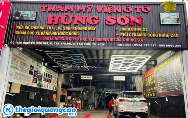 Mẫu bảng hiệu t&ocirc;n s&oacute;ng cho tiệm rửa xe oto