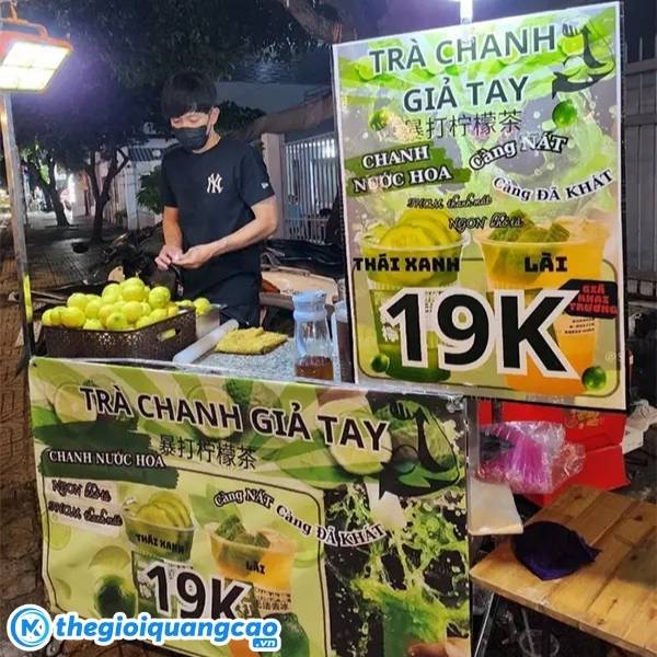 Bảng hiệu tiệm tr&agrave; chanh in bạt hiflex