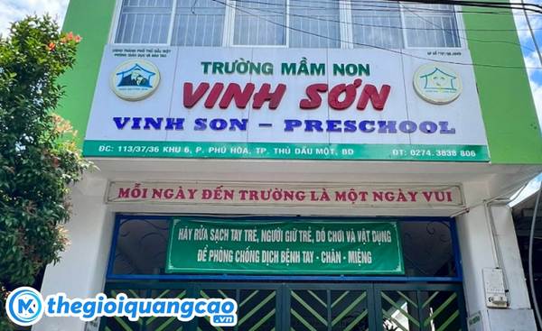 Mẫu bảng hiệu mầm non Vinh Sơn