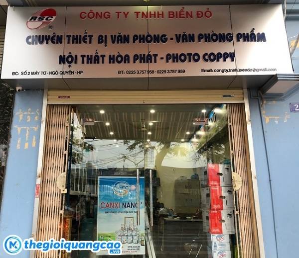 Thiết kế bảng hiệu văn ph&ograve;ng phẩm theo y&ecirc;u cầu