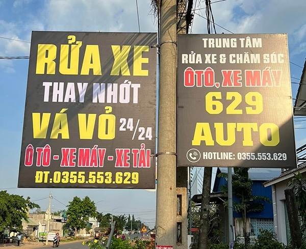 Mẫu bảng hiệu rửa xe thay nhớt