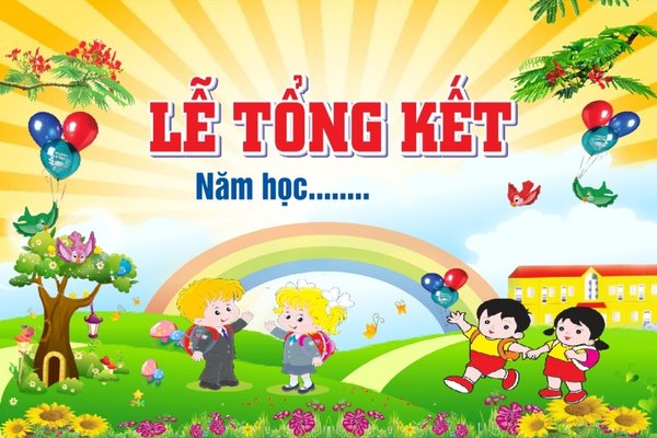 Mẫu background lễ tổng kết năm học trường mầm non