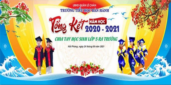Mẫu ph&ocirc;ng nền lễ tổng kết năm học trường tiểu học