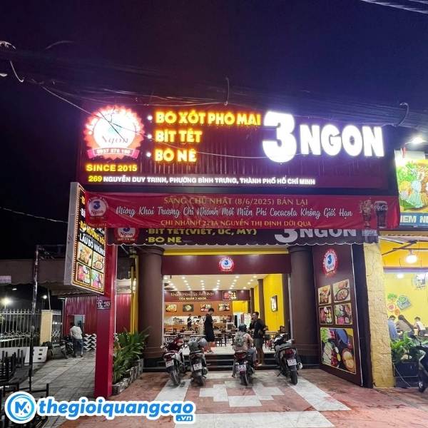 Bảng hiệu b&ograve; n&eacute; chữ nổi đ&egrave;n led