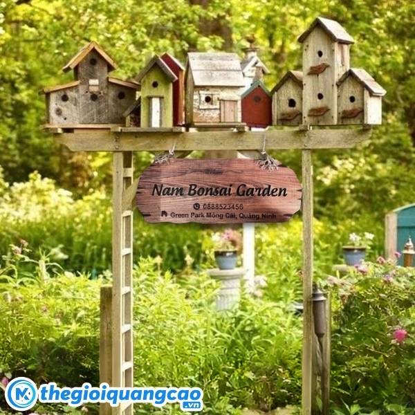 Bảng hiệu c&acirc;y cảnh chất liệu gỗ