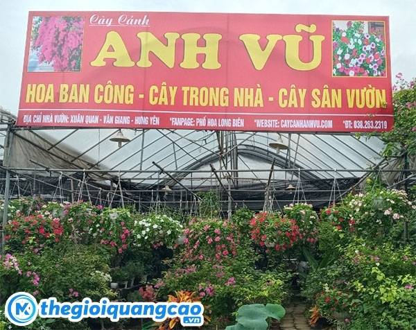 Bảng hiệu c&acirc;y cảnh khung sắt gắn bạt hiflex